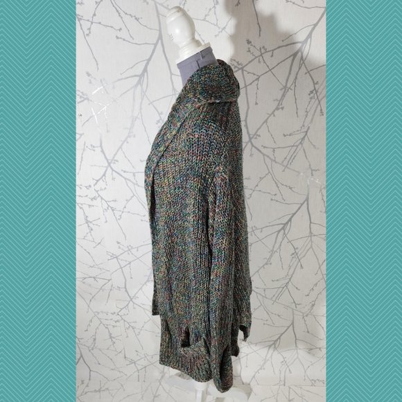 Hilary Radley for Katherine Barclay Multicolor Ribbed Knit Open Front Cardigan - Picture 3 of 6